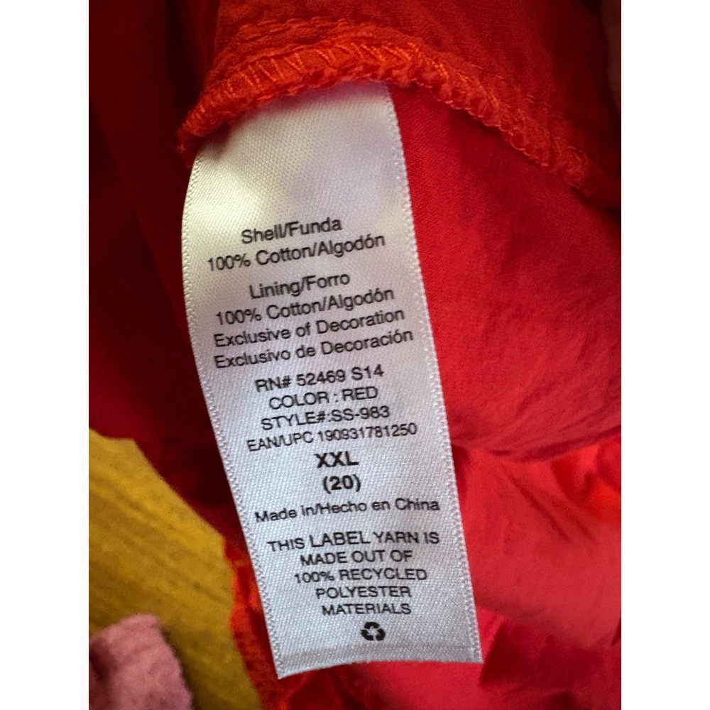 Scoop‎ Red Eyelet Cotton V-Neck Puff Sleeve Tiered Midi Dress XXL 20 - Picture 5 of 8